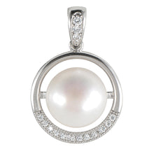Load image into Gallery viewer, Sterling Silver 925 White Pearl &amp; CZ Pendant