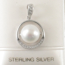 Load image into Gallery viewer, Sterling Silver 925 White Pearl &amp; CZ Pendant