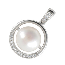 Load image into Gallery viewer, Sterling Silver 925 White Pearl &amp; CZ Pendant
