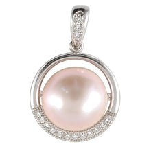 Load image into Gallery viewer, Sterling Silver 925 Pink Pearl &amp; CZ Pendant