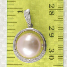 Load image into Gallery viewer, Sterling Silver 925 Pink Pearl &amp; CZ Pendant