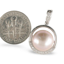 Load image into Gallery viewer, Sterling Silver 925 Pink Pearl &amp; CZ Pendant