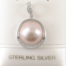 Load image into Gallery viewer, Sterling Silver 925 Pink Pearl &amp; CZ Pendant