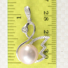 Load image into Gallery viewer, Sterling Silver 925 Pink Pearl &amp; CZ Pendant