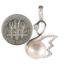 Load image into Gallery viewer, Sterling Silver 925 Pink Pearl &amp; CZ Pendant