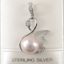 Load image into Gallery viewer, Sterling Silver 925 Pink Pearl &amp; CZ Pendant