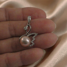 Load image into Gallery viewer, Sterling Silver 925 Pink Pearl &amp; CZ Pendant