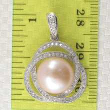 Load image into Gallery viewer, Sterling Silver 925 Pink Pearl &amp; CZ Pendant