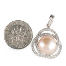 Load image into Gallery viewer, Sterling Silver 925 Pink Pearl &amp; CZ Pendant