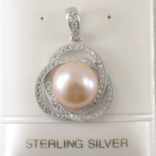 Load image into Gallery viewer, Sterling Silver 925 Pink Pearl &amp; CZ Pendant