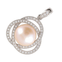 Load image into Gallery viewer, Sterling Silver 925 Pink Pearl &amp; CZ Pendant