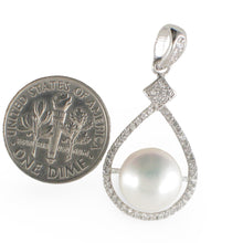 Load image into Gallery viewer, Sterling Silver 925 White Pearl &amp; CZ Pendant