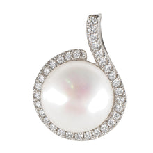 Load image into Gallery viewer, Sterling Silver 925 White Pearl &amp; CZ Pendant