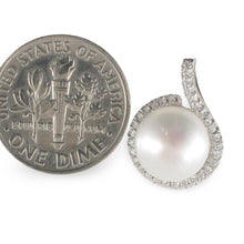 Load image into Gallery viewer, Sterling Silver 925 White Pearl &amp; CZ Pendant