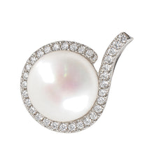 Load image into Gallery viewer, Sterling Silver 925 White Pearl &amp; CZ Pendant