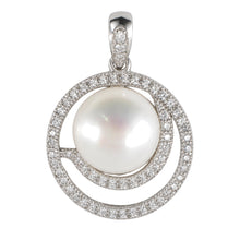 Load image into Gallery viewer, Sterling Silver 925 White Pearl &amp; CZ Pendant