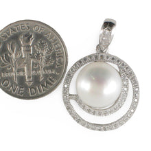 Load image into Gallery viewer, Sterling Silver 925 White Pearl &amp; CZ Pendant