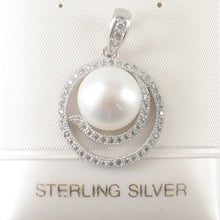 Load image into Gallery viewer, Sterling Silver 925 White Pearl &amp; CZ Pendant