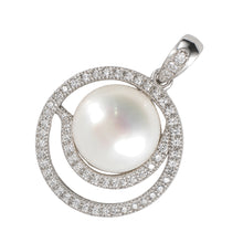 Load image into Gallery viewer, Sterling Silver 925 White Pearl &amp; CZ Pendant