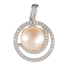 Load image into Gallery viewer, Sterling Silver 925 Pink Pearl &amp; CZ Pendant