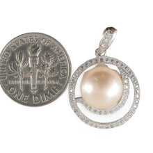 Load image into Gallery viewer, Sterling Silver 925 Pink Pearl &amp; CZ Pendant