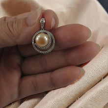 Load image into Gallery viewer, Sterling Silver 925 Pink Pearl &amp; CZ Pendant