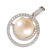 Load image into Gallery viewer, Sterling Silver 925 Pink Pearl &amp; CZ Pendant