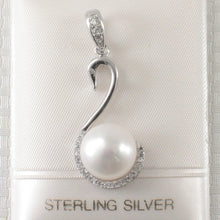 Load image into Gallery viewer, Sterling Silver 925 White Pearl &amp; CZ Pendant