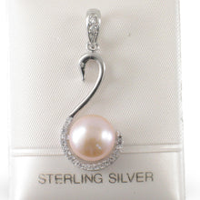 Load image into Gallery viewer, Sterling Silver 925 Pink Pearl &amp; CZ Pendant