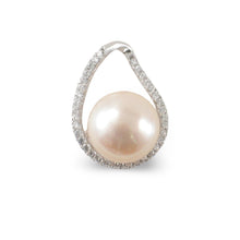 Load image into Gallery viewer, Sterling Silver 925 Pink Pearl &amp; CZ Pendant