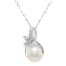 Load image into Gallery viewer, Sterling Silver 925 White Pearl &amp; CZ Pendant