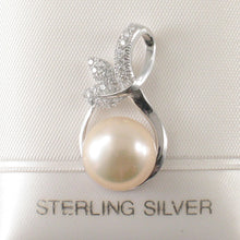 Load image into Gallery viewer, Sterling Silver 925 Pink Pearl &amp; CZ Pendant