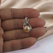Load image into Gallery viewer, Sterling Silver 925 Pink Pearl &amp; CZ Pendant