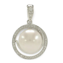 Load image into Gallery viewer, Sterling Silver 925 White Pearl &amp; CZ Pendant