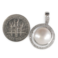 Load image into Gallery viewer, Sterling Silver 925 White Pearl &amp; CZ Pendant