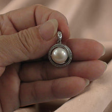 Load image into Gallery viewer, Sterling Silver 925 White Pearl &amp; CZ Pendant