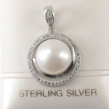 Load image into Gallery viewer, Sterling Silver 925 White Pearl &amp; CZ Pendant