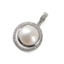 Load image into Gallery viewer, Sterling Silver 925 White Pearl &amp; CZ Pendant