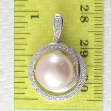 Load image into Gallery viewer, Sterling Silver 925 Peach Pearl &amp; CZ Pendant