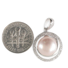 Load image into Gallery viewer, Sterling Silver 925 Peach Pearl &amp; CZ Pendant