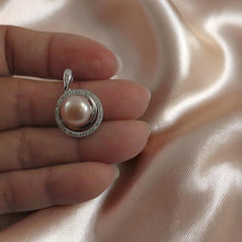 Load image into Gallery viewer, Sterling Silver 925 Peach Pearl &amp; CZ Pendant