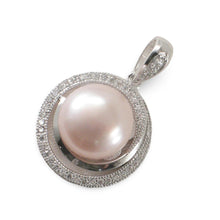 Load image into Gallery viewer, Sterling Silver 925 Peach Pearl &amp; CZ Pendant