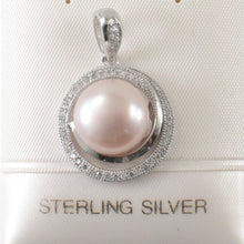 Load image into Gallery viewer, Sterling Silver 925 Peach Pearl &amp; CZ Pendant