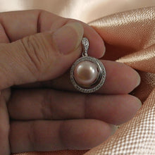 Load image into Gallery viewer, Sterling Silver 925 Peach Pearl &amp; CZ Pendant