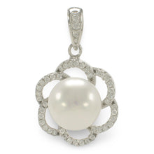 Load image into Gallery viewer, Sterling Silver 925 White Pearl &amp; CZ Pendant
