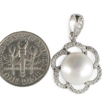 Load image into Gallery viewer, Sterling Silver 925 White Pearl &amp; CZ Pendant