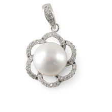 Load image into Gallery viewer, Sterling Silver 925 White Pearl &amp; CZ Pendant