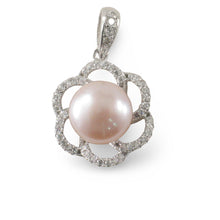 Load image into Gallery viewer, Sterling Silver 925 Pink Pearl &amp; CZ Pendant