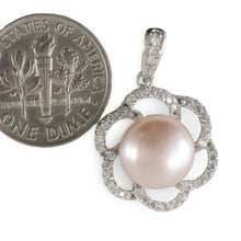 Load image into Gallery viewer, Sterling Silver 925 Pink Pearl &amp; CZ Pendant