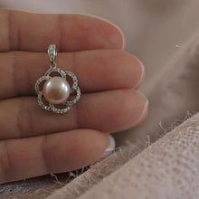 Load image into Gallery viewer, Sterling Silver 925 Pink Pearl &amp; CZ Pendant